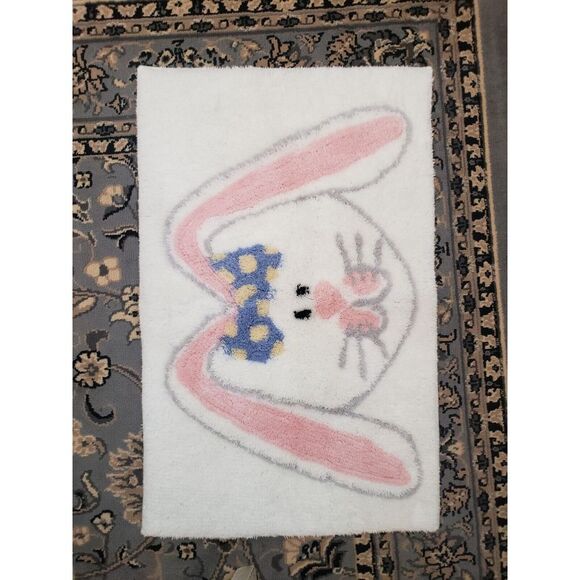 Bunny Throw Rug 20x31 Accent Rug Bathroom Mat easter Rabbit Kids Decor - Picture 3 of 9